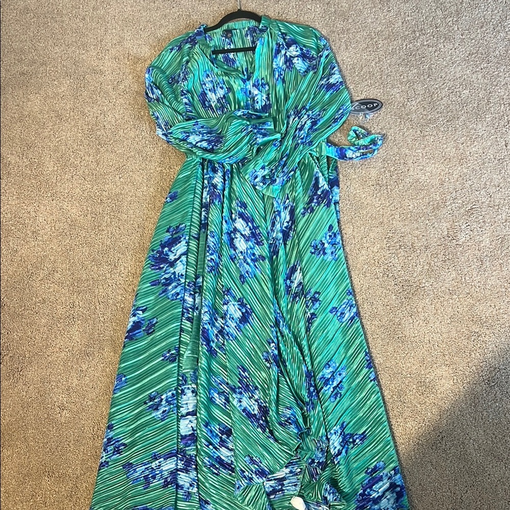 Scoop NYC Blue and Green Ruffled Tiered Sundress